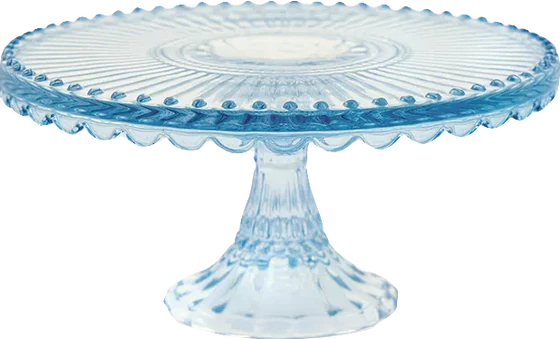 Greengate Alice Kuchenplatte / Cake Plate in Pale Blue – Moderner Glas-Kuchenplatte, 20 cm Durchmesser, 9,5 cm Höhe, spülmaschinen- & mikrowellengeeignet