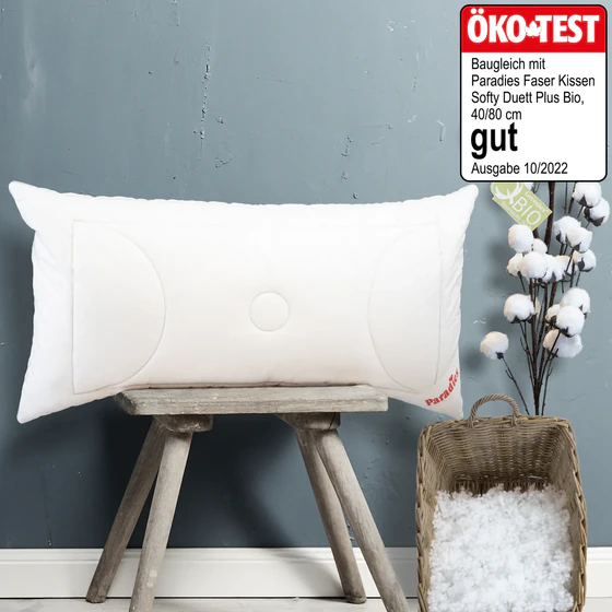 Paradies Kissen Softy Duett Plus Bio – Nachhaltiges Faserkissen mit hoher Stützkraft & ÖKO-Test GUT