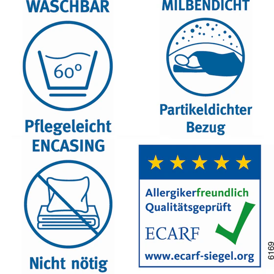 Paradies Kissen Antiallergo – Nachhaltiges Faserkissen mit Evolon-Gewebe & Milbenschutz