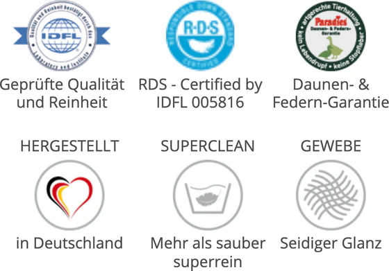Paraides Daunendecke Gaila 100 – Medium warme Ganzjahresdecke, 100% Paradies Entendaunen, RDS zertifiziert