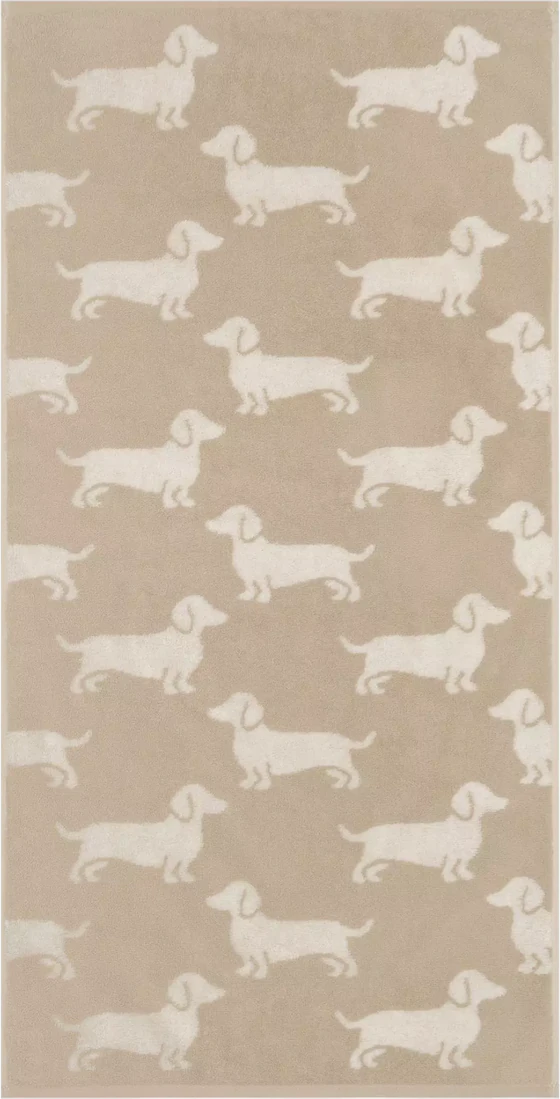 Cawö Handtuch We Love Dogs 6246-33 – Hunde-Design in Beige, 100 % Baumwolle