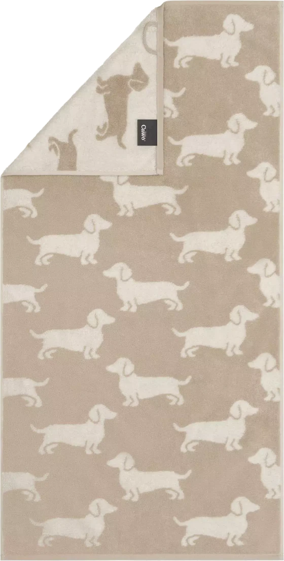 Cawö Handtuch We Love Dogs 6246-33 – Hunde-Design in Beige, 100 % Baumwolle
