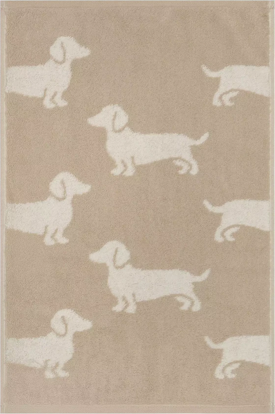 Cawö Handtuch We Love Dogs 6246-33 – Hunde-Design in Beige, 100 % Baumwolle