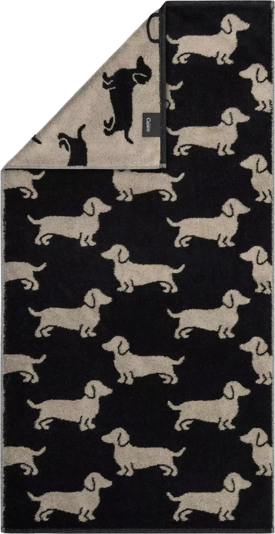 Cawö Handtuch We Love Dogs 6246-93 – Hunde-Design in Schwarz/Beige