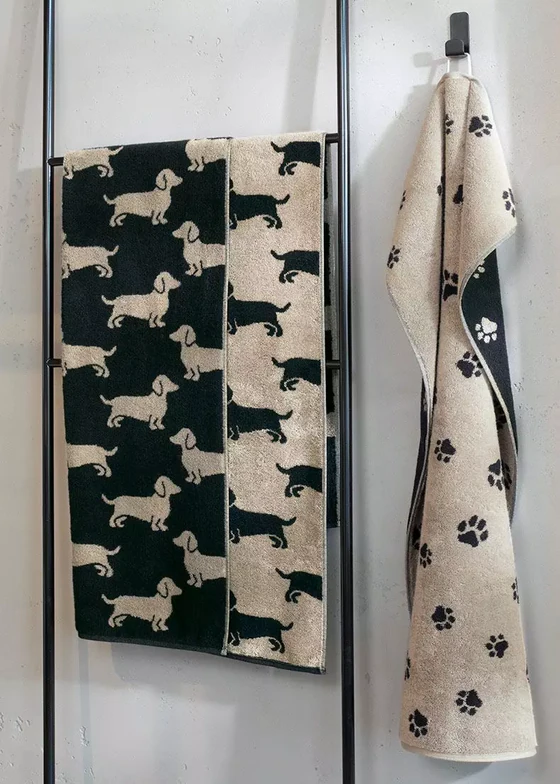 Cawö Handtuch We Love Dogs 6246-93 – Hunde-Design in Schwarz/Beige