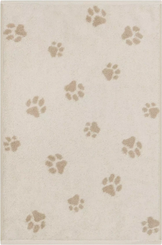Cawö Handtuch We Love Dogs 6247-33 – Pfoten-Design in Natur/Beige