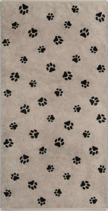 Cawö Handtuch We Love Dogs 6247-93 – Pfoten-Design in Schwarz/Beige