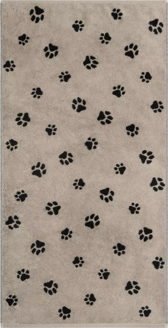Cawö Handtuch We Love Dogs 6247-93 – Pfoten-Design in Schwarz/Beige