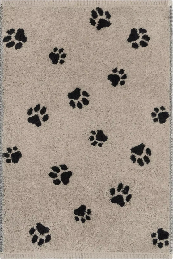 Cawö Handtuch We Love Dogs 6247-93 – Pfoten-Design in Schwarz/Beige
