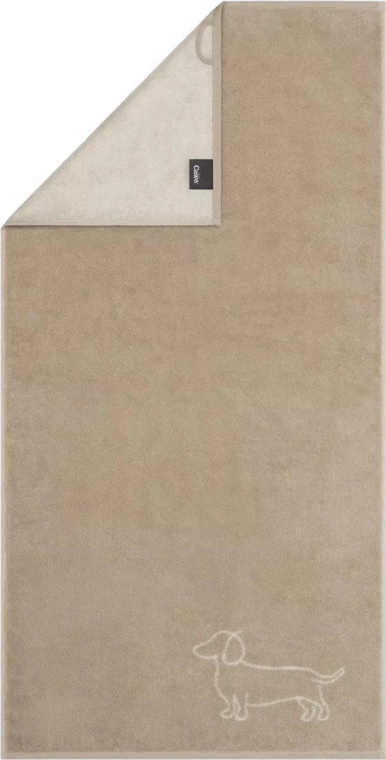 Cawö Handtuch We Love Dogs 6248-33 – Dackel-Design in Natur/Beige