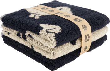 Cawö 3er-Pack We Love Dogs 6249 – Seiflappen Schwarz/Beige mit Hundemotiven