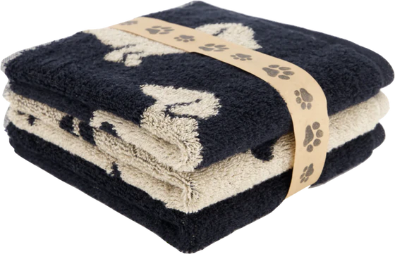 Cawö 3er-Pack We Love Dogs 6249 – Seiflappen Schwarz/Beige mit Hundemotiven