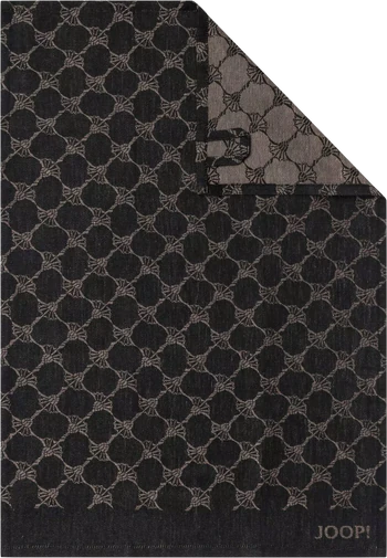 JOOP! Geschirrtuch Cornflower 1700-93 – Schwarzes Halbleinen-Küchentuch mit Cornflower-Muster