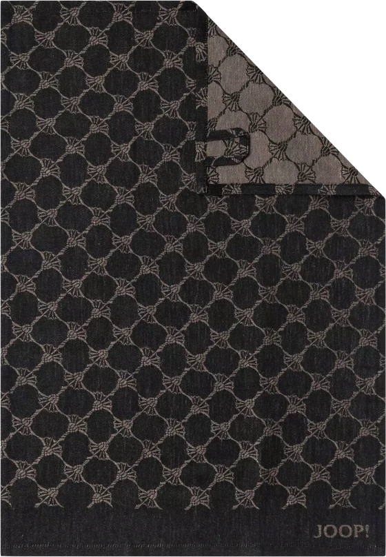 JOOP! Geschirrtuch Cornflower 1700-93 – Schwarzes Halbleinen-Küchentuch mit Cornflower-Muster