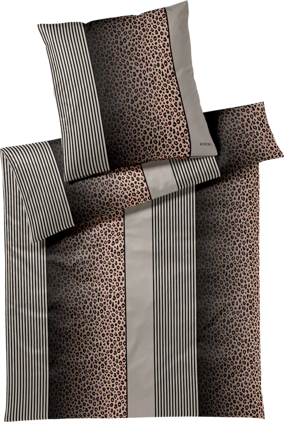 JOOP! Bettwäsche Leo 4112-9 Taupe – Satinbettwäsche mit modernem Leo-Muster