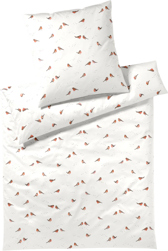 Elegante Rotkehlchen-Bettwäsche: Mako-Satin, Allergikerfreundlich