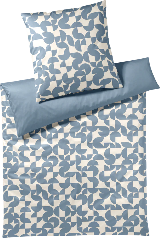Elegante Studio Graphic-Bettwäsche - Nordisch Blau, Mako-Satin, OEKO-TEX