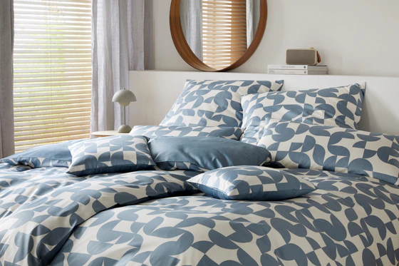Elegante Studio Graphic-Bettwäsche - Nordisch Blau, Mako-Satin, OEKO-TEX