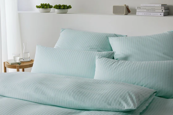 Elegante Solid Stripe Bettwäsche Mint – Weich & Atmungsaktiv