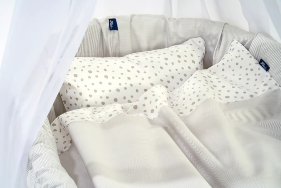 Stubenwagengarnitur ALVI Birthe Aqua Dot – 100% Baumwolle