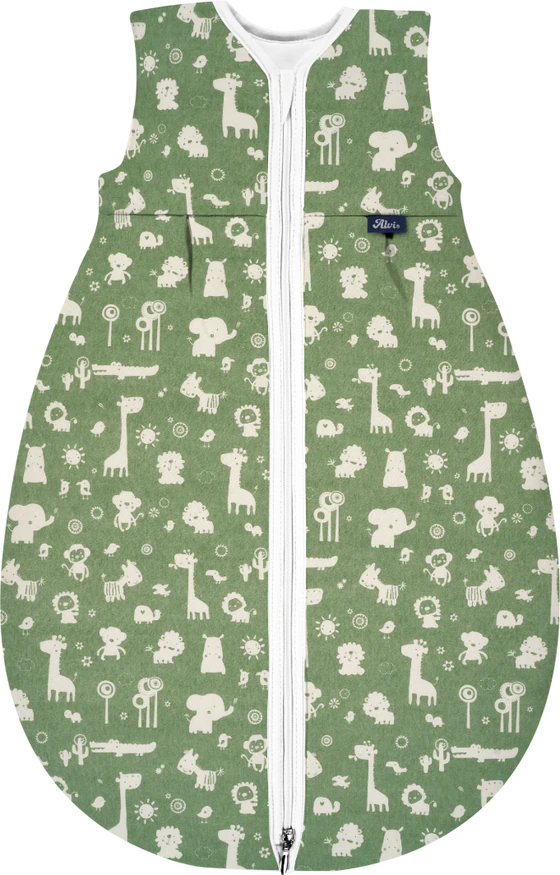 Babyschlafsack ALVI Mäxchen Thermo Granite Animals – Baumwolle, Rundum-Reißverschluss