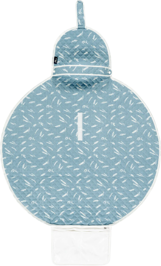 Mobile Wickelunterlage ALVI Earth blau – Wasserabweisend, Oeko-Tex