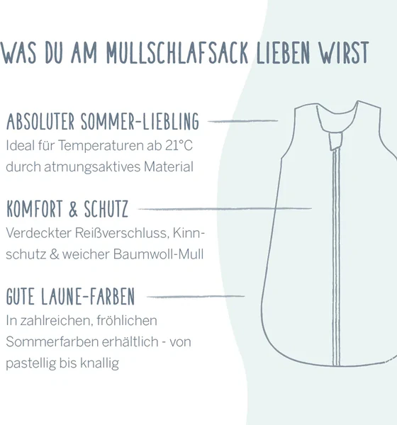 Babyschlafsack ALVI Mull blau – Atmungsaktiv & Hautfreundlich