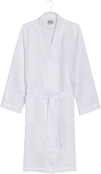 Kimono-Bademantel Möve Waffelpiquée snow – 100 % Baumwolle