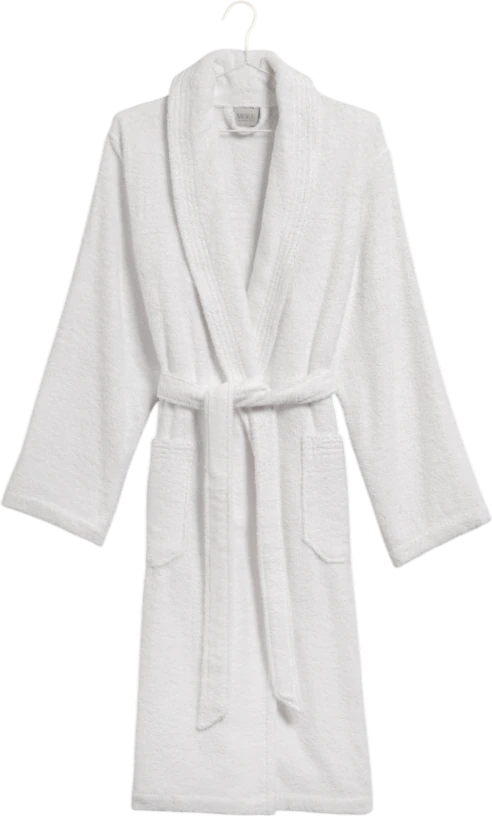 Schalkragen-Bademantel Möve Basic Walkfrottier Weiß 100% Baumwolle