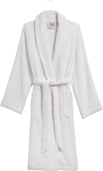 Schalkragen-Bademantel Möve Basic Walkfrottier Weiß 100% Baumwolle