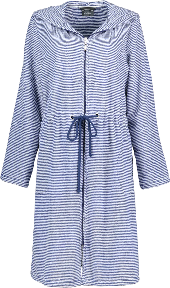Damen-Bademantel Cawö 3335-16 Navy-Weiß – Walkfrottier Kapuze