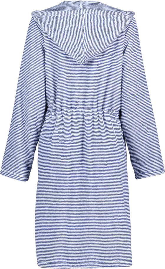 Damen-Bademantel Cawö 3335-16 Navy-Weiß – Walkfrottier Kapuze