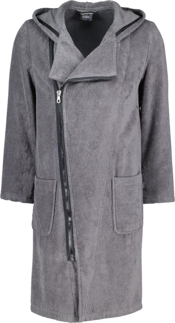 Herren-Bademantel Cawö Zipper 6516-774 Anthrazit – Kapuze, Baumwolle