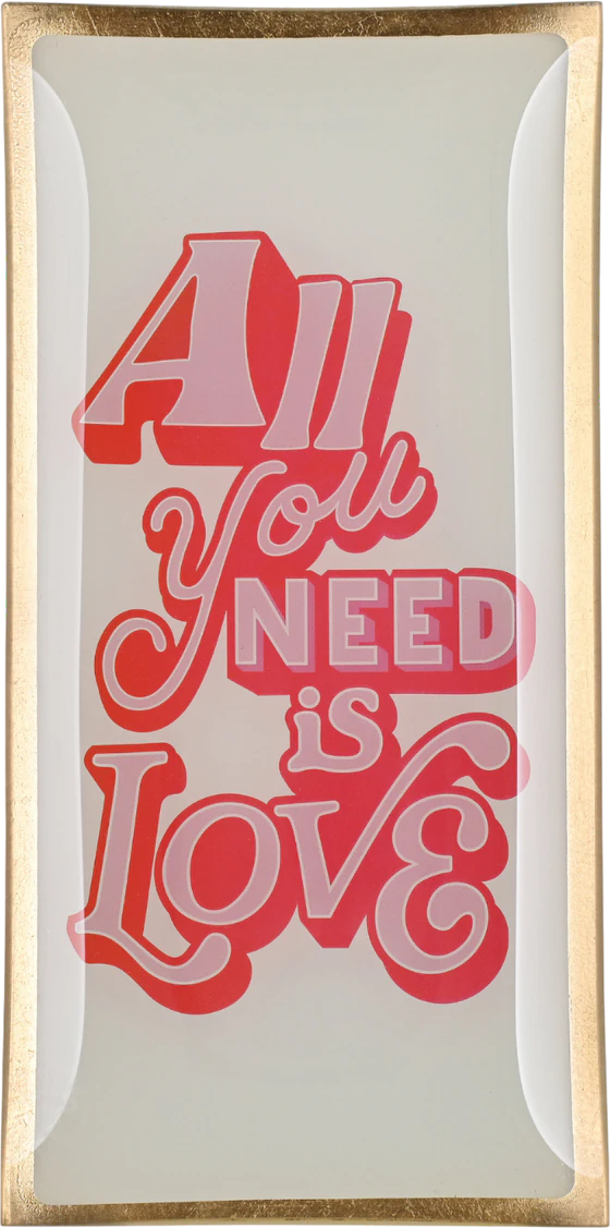 Dekorativer Glasteller GIFTCOMPANY Love Plates 21cm Weiß/Pink