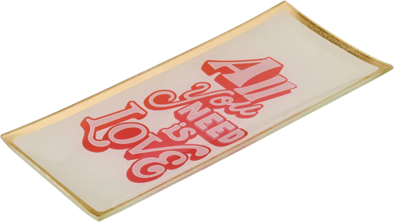 Dekorativer Glasteller GIFTCOMPANY Love Plates 21cm Weiß/Pink