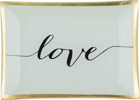 Dekorativer Glasteller Weiß Love Plates M von GIFTCOMPANY