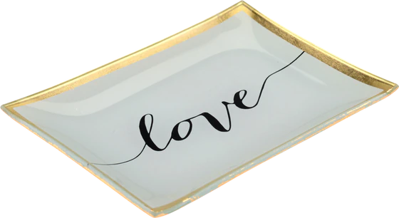 Dekorativer Glasteller Weiß Love Plates M von GIFTCOMPANY