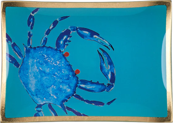 Dekorativer Glasteller GIFTCOMPANY Love Plates Krabbe türkis