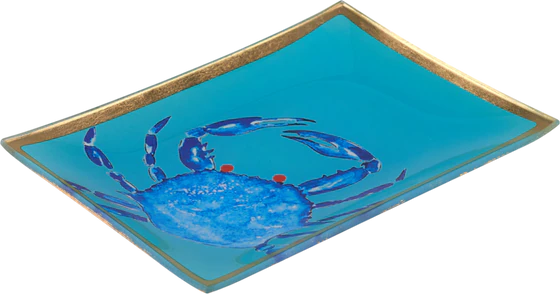 Dekorativer Glasteller GIFTCOMPANY Love Plates Krabbe türkis