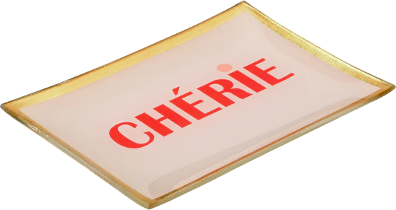 Dekorativer Glasteller GIFTCOMPANY Love Plates Cherie rosa