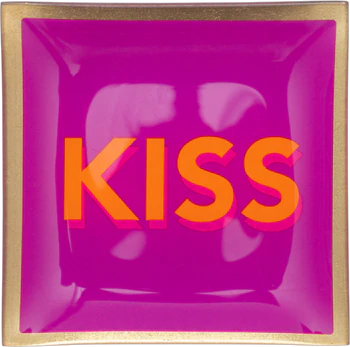 Dekorativer Glasteller GIFTCOMPANY Love Plates Kiss fuchsia
