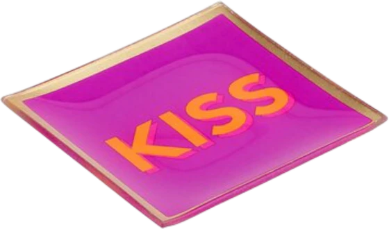 Dekorativer Glasteller GIFTCOMPANY Love Plates Kiss fuchsia