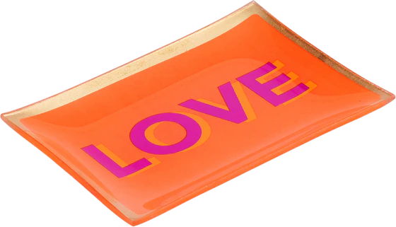 Dekorativer Glasteller GIFTCOMPANY Love Orange Glas 10x14 cm