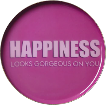 Rundes Dekotablett XS Happiness Pink Metall - GIFTCOMPANY