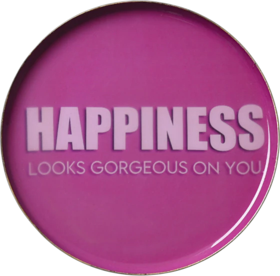 Rundes Dekotablett XS Happiness Pink Metall - GIFTCOMPANY