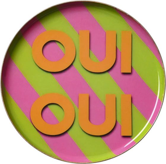 Rundes Dekotablett XS Pink/Grün Oui Oui – GIFTCOMPANY Design
