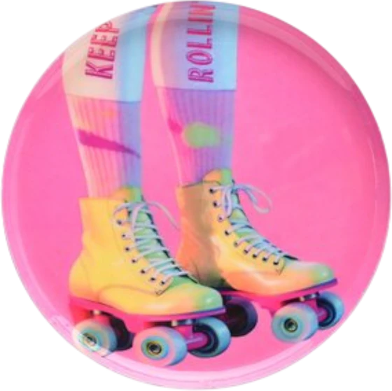 Rundes Dekotablett XS Rosa Rollschuhe – GIFTCOMPANY Melamin