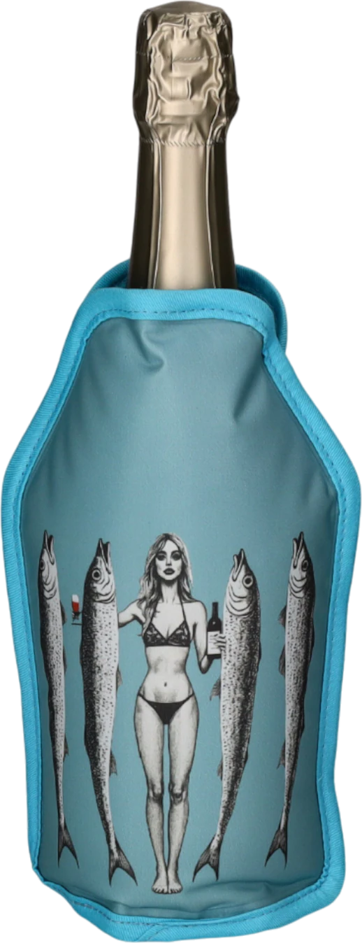 Kühlmanschette für Flaschen Frau mit Fischen türkis – GIFTCOMPANY