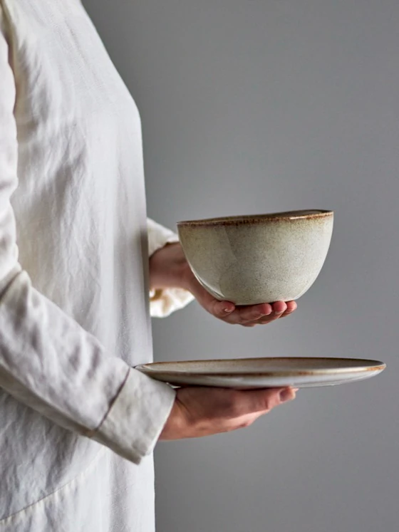 Schale aus Steingut Bloomingville Sandrine Natur Unikat