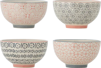 Müslischale Bloomingville Cécile Rose Steingut Set 4 Unikate